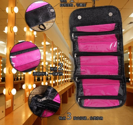 Женская раскладная косметичка черная -в разложенном виде 51*24см, полиэстер, водонепронецаемая Киев - изображение 3