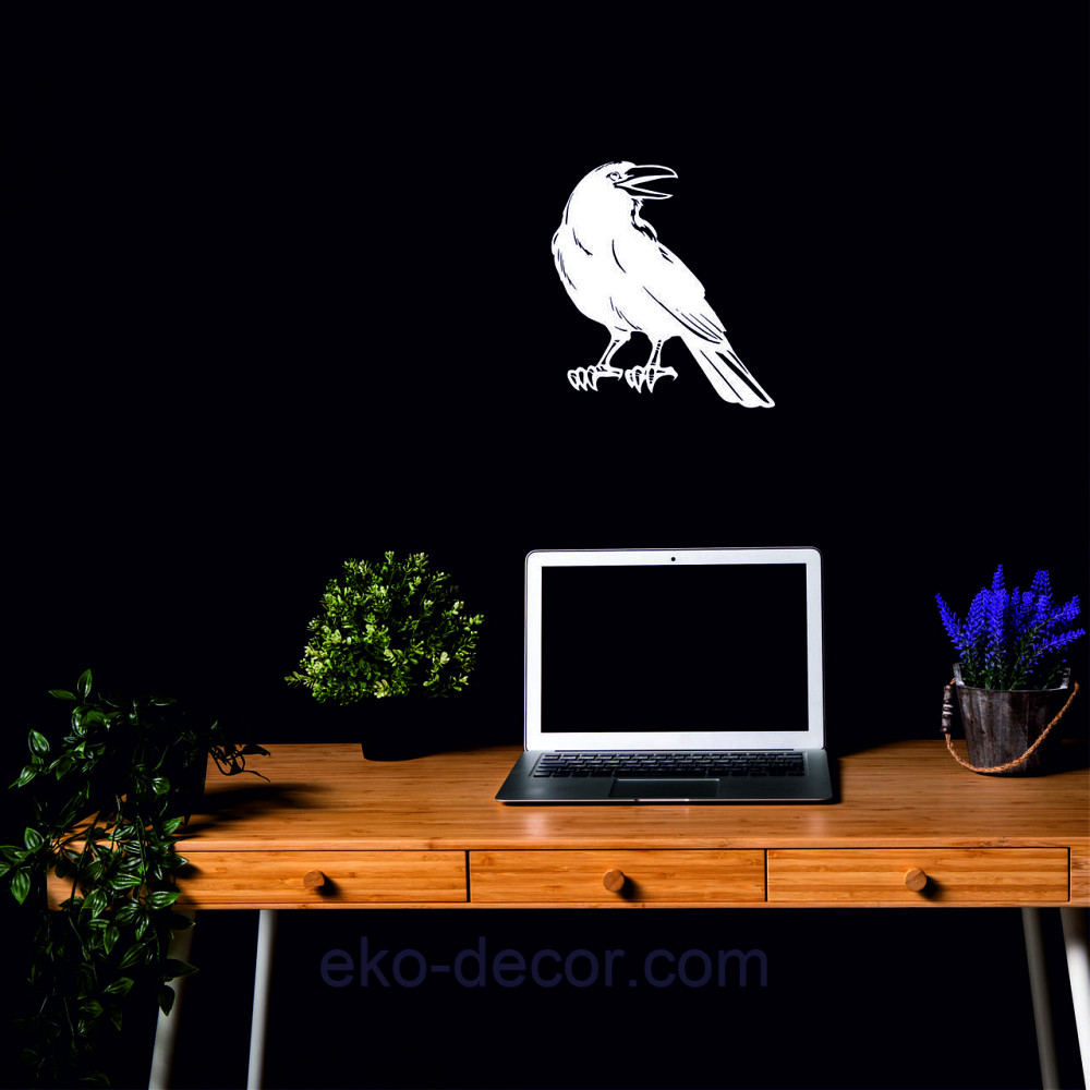 Декоративное настенное Панно «Ворон» Декор на стену 70*63 см, Белый Киев - изображение 4