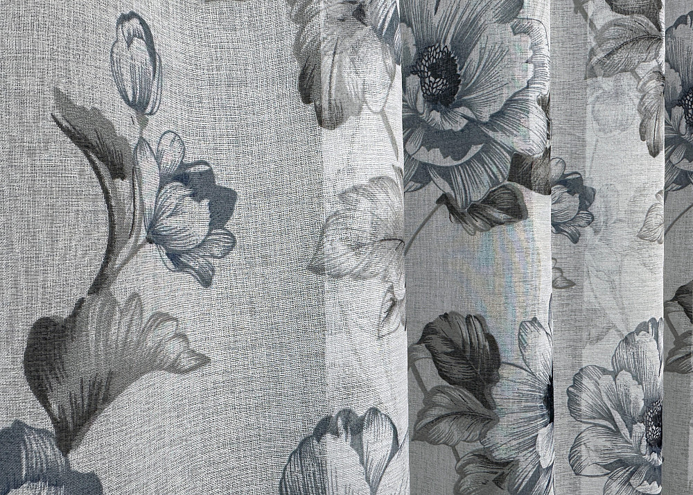 Тюль VR-Textil 1543т Flora Батист Білий з сіро-синім 400х270 см (42-0964) Київ - фото 6