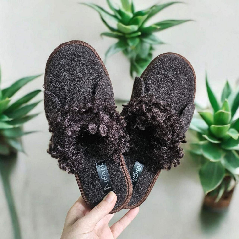 Капці жіночі домашні PaGo повсть щільний 38р червоні з блискучими вушками Одеса - фото 10