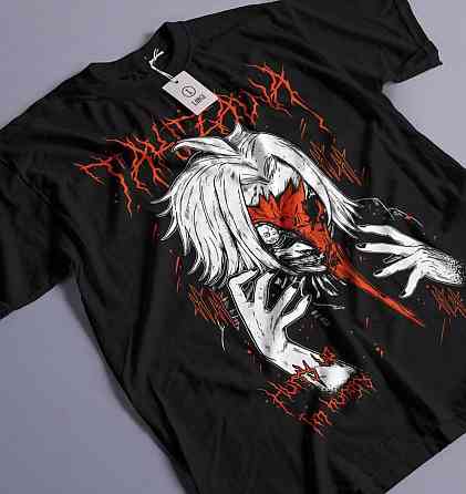 Футболка для хлопчика з аніме принтом Токійський гуль оверсайз (зріст від 165 до 180) Чорний AnimeJ0833m Дніпро