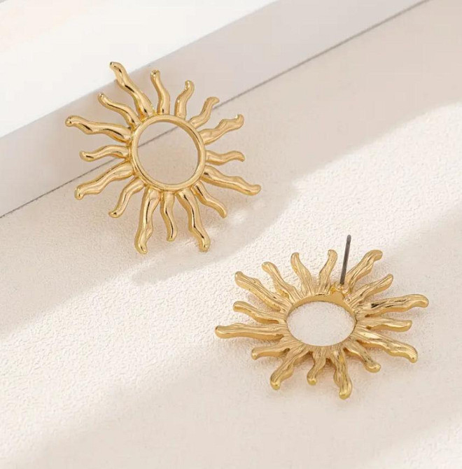 Серьги-пусеты Золотой, цинковый сплав. Киев - изображение 4