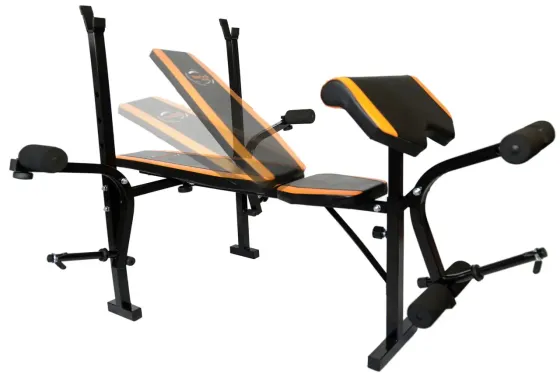 Лавка для жиму з тренажерами + 4 грифа + блінами 112 кг Гантелі, гирі, штанги та диски комплект Київ