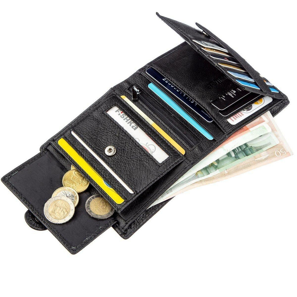 Небольшой кожаный кошелек для мужчин ST Leather 18832 Черный Киев - изображение 7