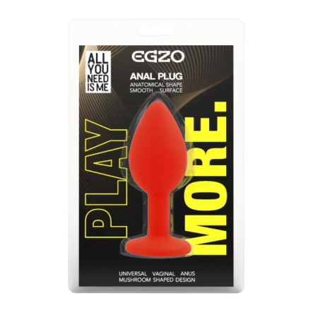 Силіконова анальна пробка EGZO - Silicone Red Round Plug Rainbow, size S Sex Aura Київ