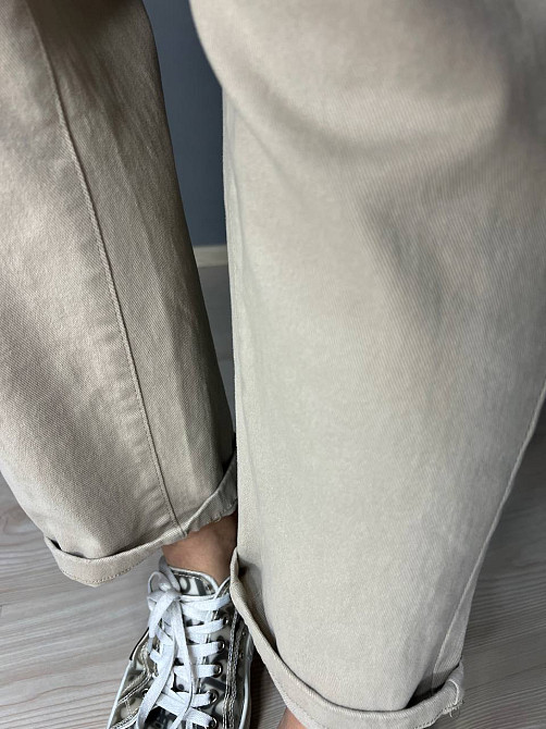 Джинси жіночі A-N 25072 MOM банани талія на резинці з ременем стрейчеві оверсайз бежеві, бежевий, L, L, 85 см, 112 см Київ - фото 17