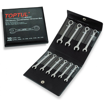 Ключ Toptul ключей дюймовых комбинированных миниатюрных 10 шт. (5/32"-7/ (GBBA1001) Винница - изображение 1