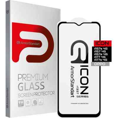 Стекло защитное Armorstandart Icon OPPO A57s 4G/A57 4G/A57e 4G/A77 4G/A77s 4G Black (ARM64763) Винница