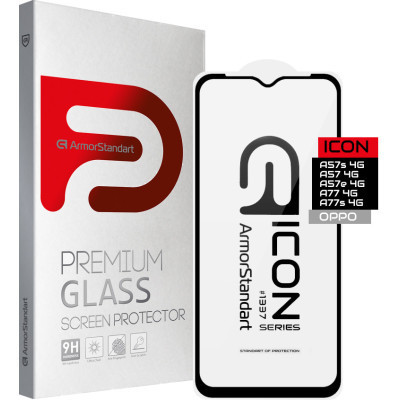 Стекло защитное Armorstandart Icon OPPO A57s 4G/A57 4G/A57e 4G/A77 4G/A77s 4G Black (ARM64763) Винница - изображение 1