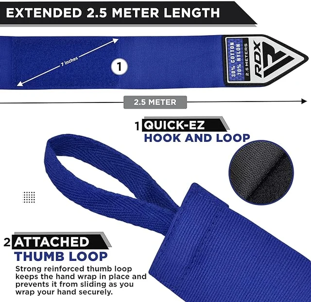 Бинти для боксу RDX Hand Wraps Blue (2.5м.) Каменское - изображение 2