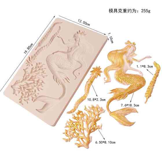 Молд силиконовый Русалка 19,8 на 12,5см серый Киев