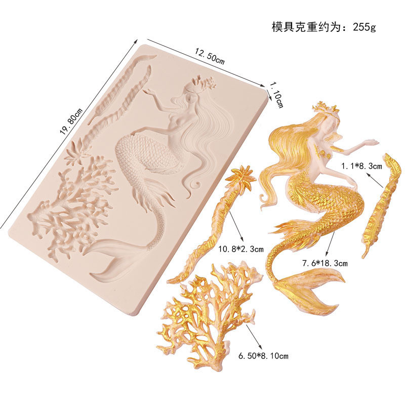 Молд силиконовый Русалка 19,8 на 12,5см серый Киев - изображение 2