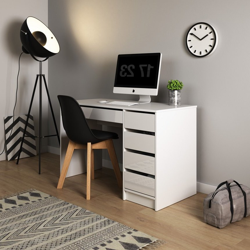 Стіл туалетний письмовий Perfect Home Ада / Ada 5S/120 з 5 шухядами Білий глянець (PFH-091306) Дніпро - фото 2