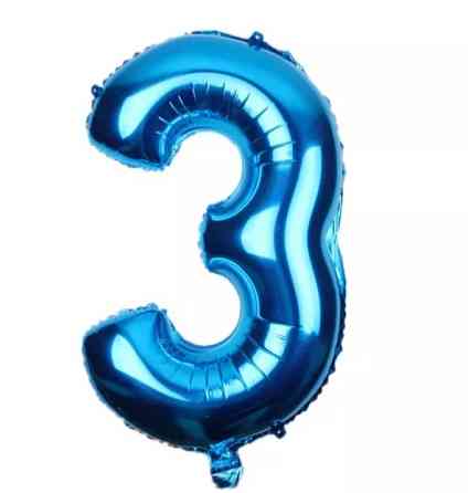 Кулька цифра 3 фольгована 32 дюйма блакитний Київ