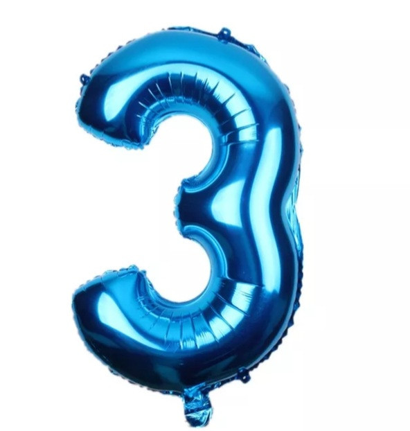 Кулька цифра 3 фольгована 32 дюйма блакитний Київ - фото 1
