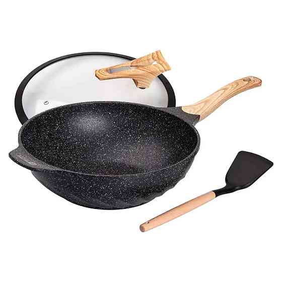 Алюмінієва сковорода 5,8 л, мармурове антипригарне покриття, Ø 32 см, з лопаткою для приготування MGC HP-4-449 Коломия