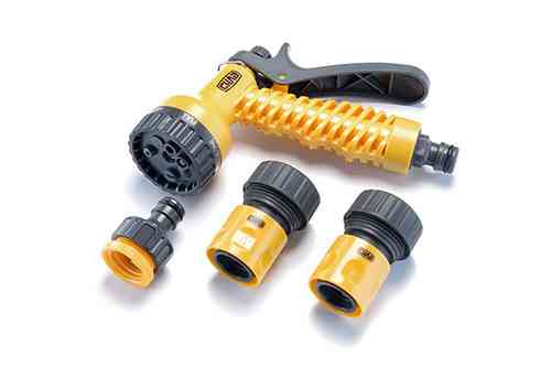 Набор: пистолет-распылитель 7 режимов, коннекторы 3/4: 3/4 аквастоп, 3/4, адаптер 1/2+3/4 СИЛА Киев