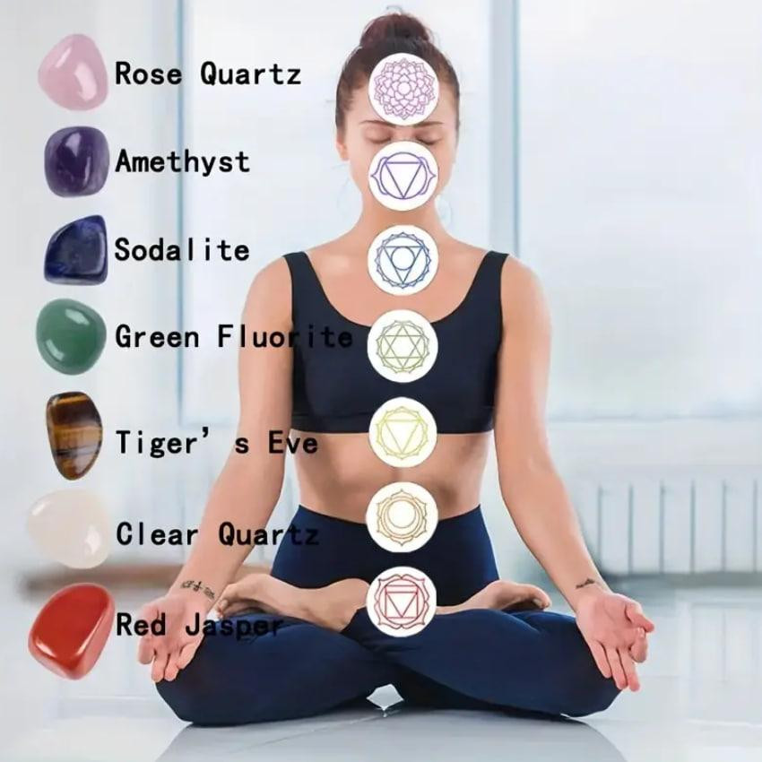 Набор из 7шт. натуральных полированных кристаллов, энергетических минералов и камней чакры в мешочке Киев - изображение 2