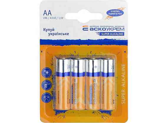 Батарейка щелочная LR6/AА 4шт (блистер) ТМ АСКО Solmir Киев