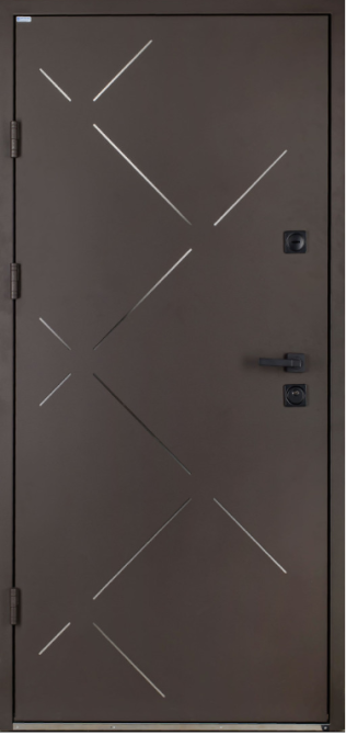 Двери входные с терморозрывом Бастион РУБИКОН Б-330 RAL 8019 / ПВХ венге горизонт темный 960х2050 мм Киев - изображение 1