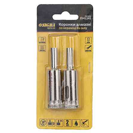 Коронки алмазные по керамике и стеклу Ø14мм (КРАТНО 2шт) SIGMA (1541141) Киев