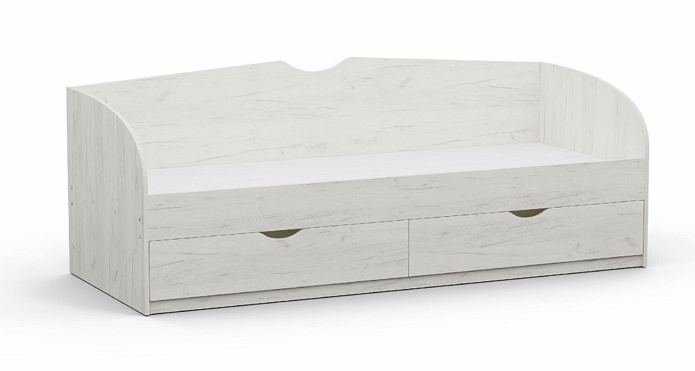 Кровать односпальная L-6, Дуб Крафт Білий, 2030х834х766 Львов - изображение 1