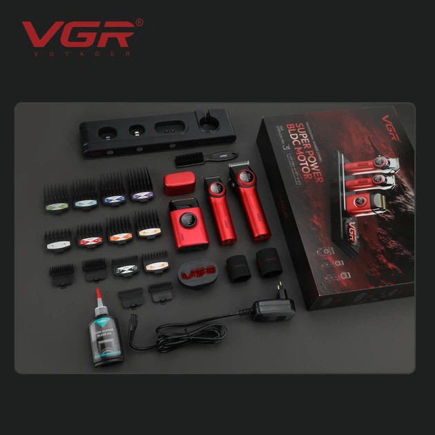 Професійний набір для барберів VGR Stepless Pro 3 in 1 RED RQ-27 Львів - фото 8