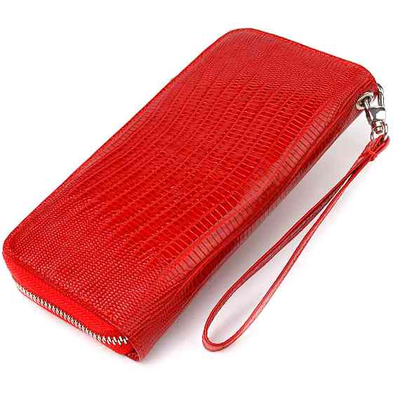 Оригінальний гаманець для жінок із натуральної фактурної шкіри Червоний (CANPELLINI) Київ