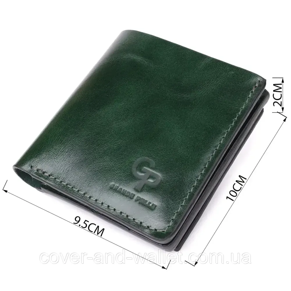 Красивий жіночий гаманець невеликого розміру із італійської шкіри зеленого кольору Grande Pelle Lettera Київ - фото 2