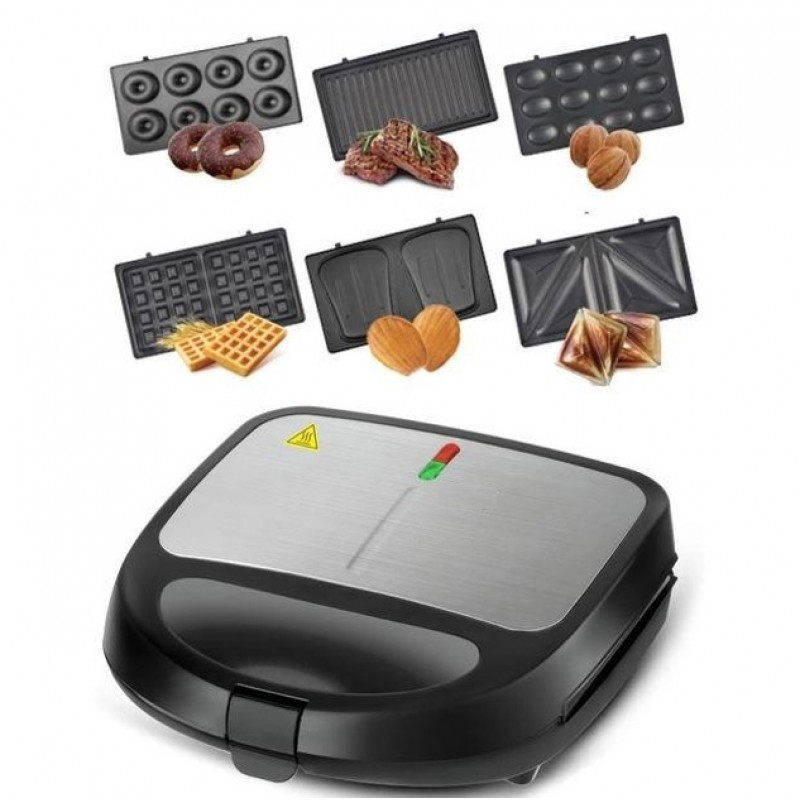 Многофункциональная сэндвичница 6-в-1 Domotec/RAF R-541 850 Вт с насадками для сэндвичей, гриля и вафель Одесса - изображение 5