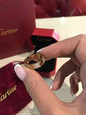 Cartier кільце в рожевому золоті з камінням / Cartier кільце LOVE з дрібним цирконієм Одеса