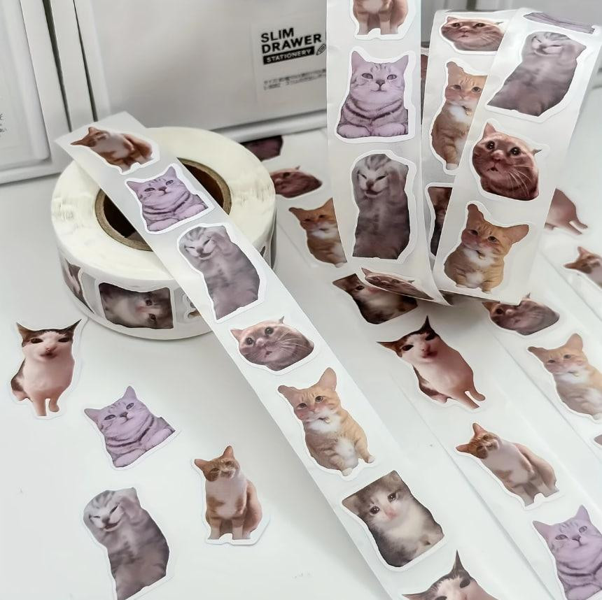 Наклейки Стікери Коти - Водонепроникні Вінілові Естетичні Наклейки з Котами для Пляшки Води, Комп'ют Київ - фото 4