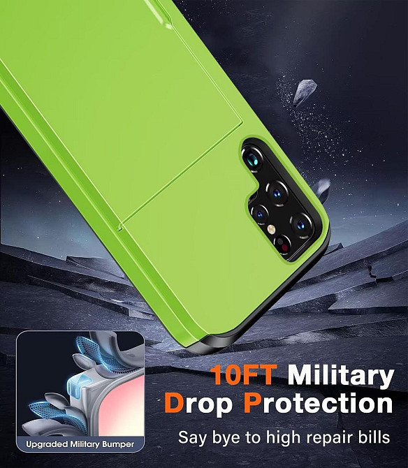 Чохол Wallet Armor для Samsung Galaxy S24 Ultra зелений подвійний захист PC+TPU ударостійкий слотовий Київ - фото 7