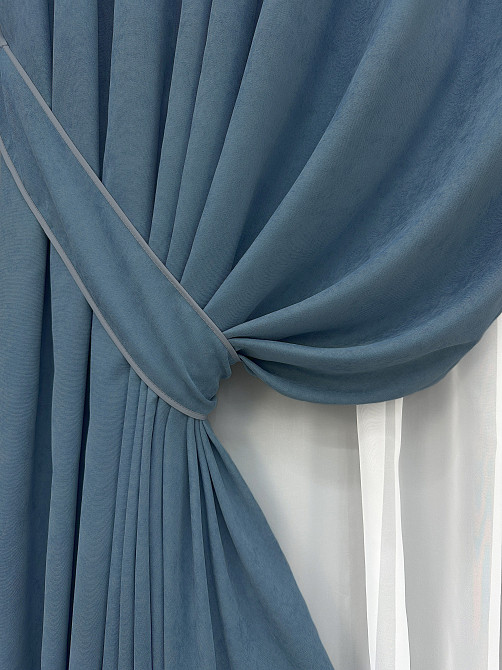 Комплект готовых штор VR-Textil Микровелюр Petek № 1489ш Серо-голубой 150х290 см 2 шт (33-0362) Киев - изображение 13