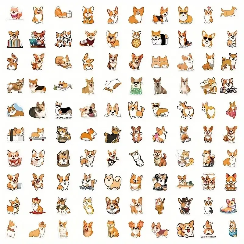 Набор наклеек «Корги» – 50 шт. виниловые водостойкие стикеры с милыми собачками Киев - изображение 9