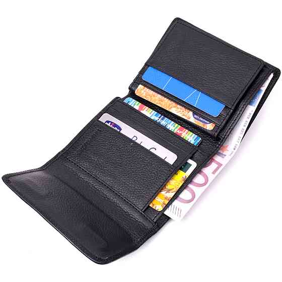 Симпатичный женский кошелек с монетницей из натуральной кожи Черный (ST Leather) Киев