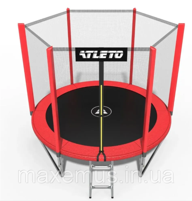 Батут детский с защитной сеткой и лестницей Atleto 312 см (Красный) нагрузки до 150 кг Мостиска - изображение 10