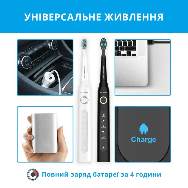 Набір зубних щіток Pecham Black and White Travel Set PC-084 (0290119010100) ( Білий ) Харьков - изображение 11