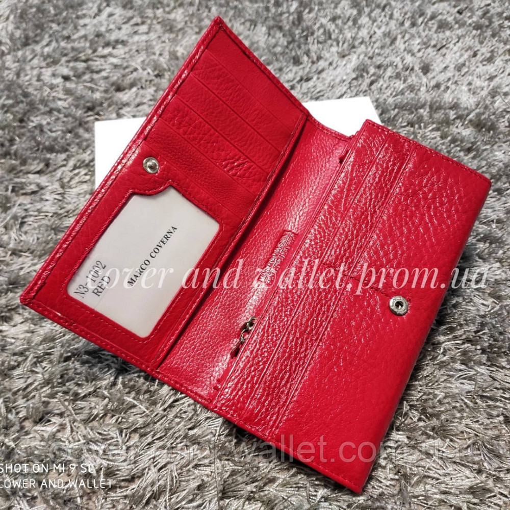Класичний шкіряний жіночий гаманець червоного кольору Marco Coverna N3 Київ - фото 2