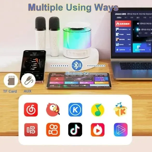 Дитяча караоке-колонка K19 з RGB-підсвічуванням, Bluetooth 5.3, 2 мікрофони, 5 Вт, портативна Одеса - фото 3