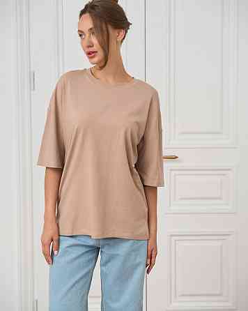 Футболка женская оверсайз круглое горло Nicoletta - Бежевая L Киев