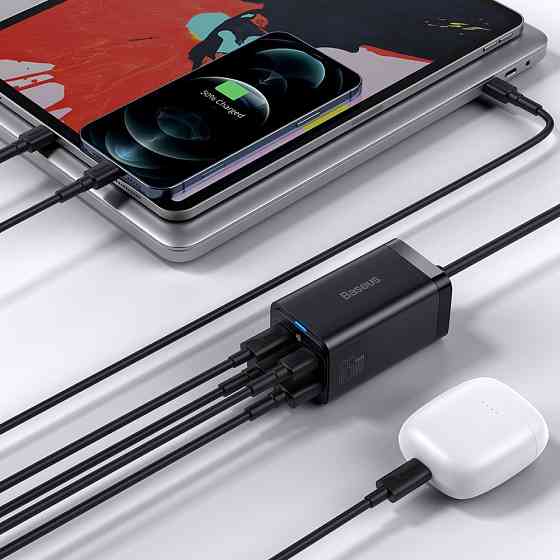 Сетевое зарядное устройство для Baseus GaN3 Pro 65W 2 Type-C+2 USB + Кабель Type-C to Type-C 100W (1м) черный Львов