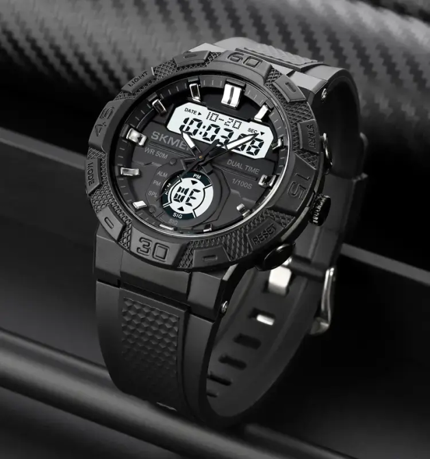 Чоловічий спортивний годинник Skmei 1881 (Чорний з білим) Київ - фото 5