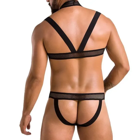 Комплект чоловічої білизни з кріпленнями Passion 043 JACOB L/XL Black, труси, шлейки Львів