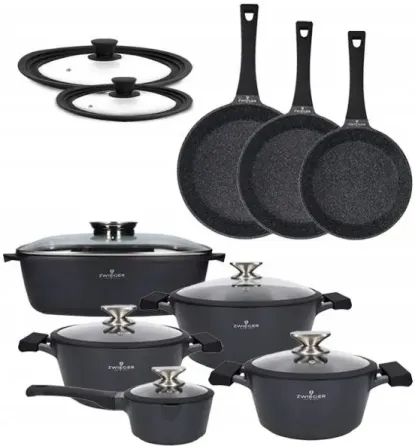 Zwieger Black Stone Комплект 3 Garnków + Сковорідки Рондель Жаровня Кришки (ZWBS40) Київ