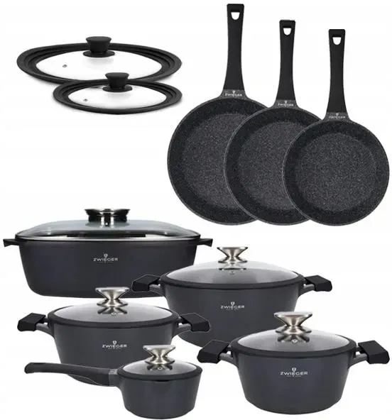 Zwieger Black Stone Комплект 3 Garnków + Сковорідки Рондель Жаровня Кришки (ZWBS40) Київ - фото 1