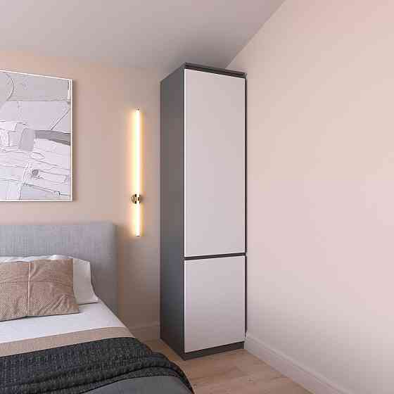 Шафа пенал VAYS R-22 Антрацит-Білий фасад, з полицями, ЛДСП, 50×50×211 см - для одягу, білизни, зберігання, спальня, передпокій Львів