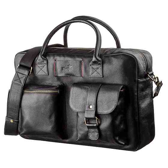 Чоловічий шкіряний великий портфель для ноутбука SHVIGEL 19118 Чорний Київ