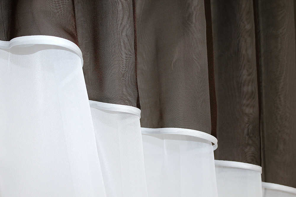 Кухонные шторы VR-Textil № 091к с ламбрекеном и подвязками венге с белым 270х170 см (50-856) Киев - изображение 4