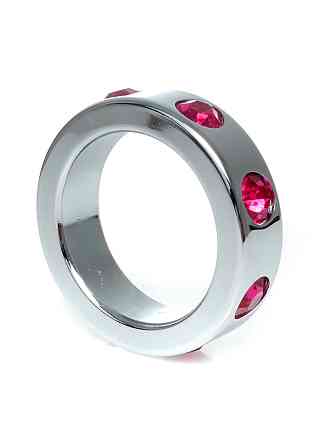 Ерекційне кільце металеве Metal Cock Ring with Pink Diamonds Medium Sex Aura Київ